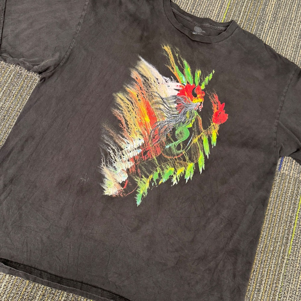 The Mountain Graphic Tee Mens 2XL Black Good Native American Warrior Faded Short